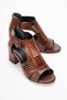 Women's Brown Back-Zipper Striped Sandals Shoes Seferi2026 - 3