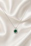 316L Steel Silver Color Emerald Green Crystal Anthuraj Necklace Antiallergic Non Tarnish Women Necklace - 3
