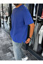 Blue Slit Basic Oversize T-Shirt C-007 - 5