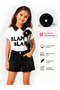 Girl's Black Denim Shorts Printed Set with Bag Stylish Casual Birthday Combination