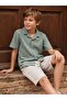 Basic Waffle Shirt for Ages 6-9 - Green