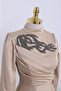 Evening Dress with Stone Collar and Draped Front - Mink - 3