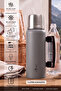 ‎ 1 Liter 304 Stainless Steel Thermos with Folding Handle, Keeps Hot for 24 Hours, Cold for 48 Hours, Leak-Proof