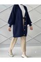 Women's Winter Hair Knit Popular Trend Dark Blue Knitwear Cardigan