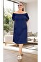 Madonna Collar Pocket Midi Length Full Lycra Extra Large Size Combed Cotton Dress - 4
