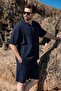 Navy Blue Basic Men's Shorts Set 6729 - 3