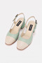 Women's Aqua Green - Beige Genuine Natural Leather Thick Heel Shoes with Open Back in Sizes 33-34-41-42 - 2