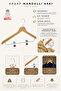 Wooden M002-Çm Latched Shirt and Skirt Hanger Natural Color 6 Pieces