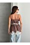 Women's Bohemian Style Lace Strap Blouse V-Neck Thin Strap Summer Front Tie Blouse - 3