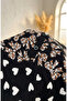 Viscose Fabric Heart Patterned Hijab Dress 0337-03 Black Brown - 4