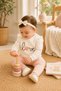 Baby Girl/Child Love Heart Embroidered Snap-Back Shoulder Baby Set 2-Piece Top and Bottom Seasonal Monthly 3-6-9-12 - 4