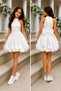 Girl'S/Women's Ecru Pearl Detailed Halter Neck Balloon Skirt Big Bow Special Design Dress – Birthday, Wedding, Engagement, Holiday, Party, and Special Occasion