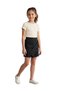 Girl's Elastic Waist Ribbed Lace-Up Canvas-Linen Black School Shorts Skirt - 2