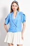 Women's Light Blue Sleeve Slit Detailed Crop Short Sleeve Jacket Arm-24Y001048 - 2