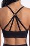Women's Black Color Cross Back Detailed Adjustable Strap Supported Seamless/Sewless Sports Bustier - 3