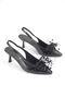 Noir Flexible Soft Non-Slip Sole (4/6 cm) Black Patent Leather Handmade Bead Detailed Open Elastic Women's T-Strap - 5