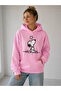 Women's Lovely Snoopy Printed 3 Thread Thick Sweatshirt - Pink Thick Sweat Oversize Hoodie