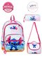 Stitch Patterned Triple Girls' Luxury Primary School Waterproof School Bag Set (Bag Thermal Lunch Bag Pen Holder)