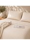 Double Hotel Type 83 Thread Cotton Satin Beige Duvet Cover Set with Elastic - 2