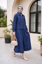 Denim Suit with Front Zipper and Double Pockets -Indigo