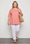 Plus Size Crew Neck Short Sleeve Cotton T-Shirt with Slit Detail 303127 - 5