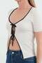 Ribbed Tie-Up Knitwear Blouse - 5