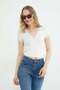 Lace Double-Breasted Collar Tie-Down Blouse - 6