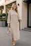 (Stone Color)Flat Cut Tubular Zipper Detail Long Dress (130 cm) - 7