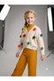 Girl's Pompom White Knitwear Cardigan Sleeveless Inner Badi Knitwear Pants Beret 4-Piece Set - 4