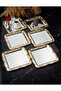 6 Pieces Steel Square Silver Color Gold Plastic Framed Promise, Engagement, Ring, Service and Presentation Tray