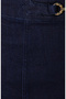 Dark Indigo Blue Mini Denim Dress with Buckle Detail - 7