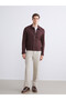 Brown Shirt Collar 100% Linen Men's Jacket - 5
