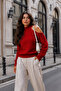 Women's Red Off-The-Shoulder Knit Sweater - 4