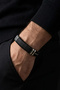 Men's Leather Steel Bracelet Black Steel Mesh Leather Magnetic Lock - 3