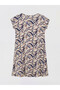 Original Oval Neckline Patterned A-Line Dress - 8
