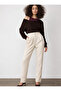 High Waist Button Detail Carrot Cut Pants