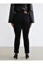 Soulife Black Plus Size Crew Neck Leather Look Blouse - 4