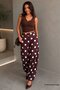 Brown Polka Dot Elastic Waist Balloon Women's Trousers Mg2886