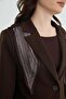 Scarf Detailed Shoulder Padded Blazer Jacket - 7