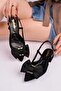 Peri 3648 Black Satin Women's Sandals