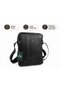 Men's Matte Black Multi-Compartment Genuine Leather Hand and Shoulder Bag Medium Size - 5