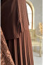 Sandy Fabric Blouse Pants Hijab Double Set 5632-05 Brown - 4
