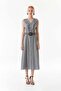 V-Neck Ruffle Dress with Belt - 8