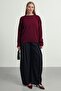 Burgundy Crew Neck Oversized Knitwear Sweater - 7
