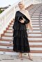 Layered Organza Black Evening Dress - 3