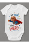 Organic Cotton Teddy Bear Super Hero Short Sleeve Baby Snap-On Bodysuit