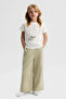4-8 Years Old Flower Cannes Girls' 3-Piece Set-Khaki - 5