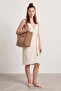 Straw Beach Handbag with Faux Leather Strap - 2