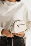 Women's Faux Leather Adjustable Cross Strap 2-Compartment Shoulder Bag Cream - 6