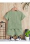 Unisex Baby Kids 100% Cotton Buttoned Muslin 2-Piece Summer Shorts Set - Green - 2